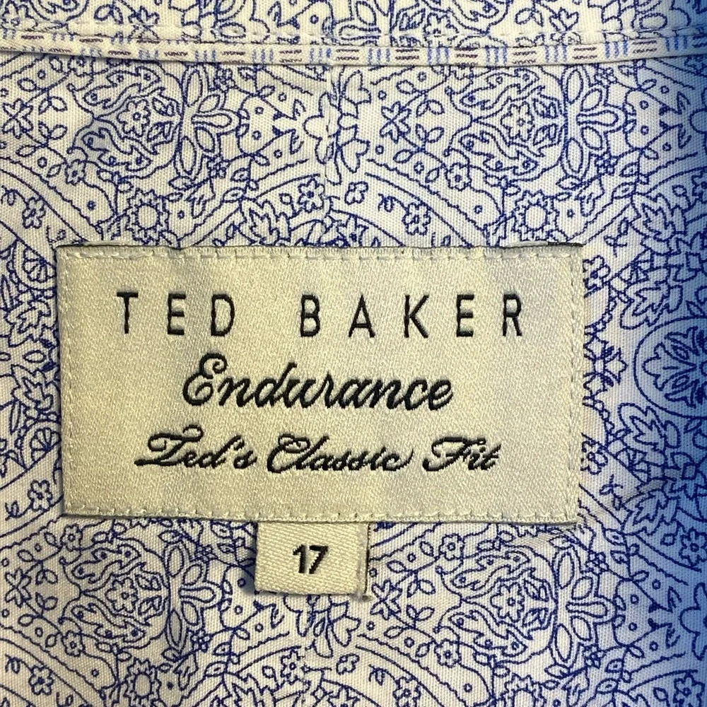 Ted Baker Gingham Check W/ Paisley Classic Fit Button Down, size 17 ( neck)
